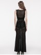Sexy Stretchy Fin Mesh Back Adjustable Gothic Style Slightly See Through Sleeveless Dress