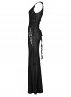 Sexy Stretchy Fin Mesh Back Adjustable Gothic Style Slightly See Through Sleeveless Dress