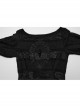 Black Daily Lace Hollow Appliqué With One Line Collar Gothic Slim Short Sleeved Dress