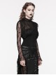 Loose Retro Black See Through Lace Gothic Long Sleeved Shirt