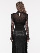 Loose Retro Black See Through Lace Gothic Long Sleeved Shirt