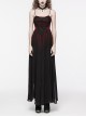 Black And Red Gradient Chiffon Sexy Gorgeous Appliqué Embroidery Gothic Style Adjustable Suspender Dress