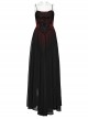 Black And Red Gradient Chiffon Sexy Gorgeous Appliqué Embroidery Gothic Style Adjustable Suspender Dress