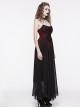 Black And Red Gradient Chiffon Sexy Gorgeous Appliqué Embroidery Gothic Style Adjustable Suspender Dress