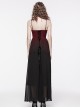 Black And Red Gradient Chiffon Sexy Gorgeous Appliqué Embroidery Gothic Style Adjustable Suspender Dress