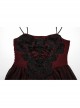 Black And Red Gradient Chiffon Sexy Gorgeous Appliqué Embroidery Gothic Style Adjustable Suspender Dress