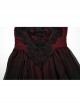 Black And Red Gradient Chiffon Sexy Gorgeous Appliqué Embroidery Gothic Style Adjustable Suspender Dress