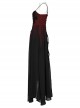 Black And Red Gradient Chiffon Sexy Gorgeous Appliqué Embroidery Gothic Style Adjustable Suspender Dress