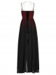 Black And Red Gradient Chiffon Sexy Gorgeous Appliqué Embroidery Gothic Style Adjustable Suspender Dress