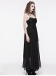 Black Gradient Chiffon Sexy Gorgeous Appliqué Embroidery Gothic Style Adjustable Suspender Dress