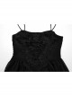 Black Gradient Chiffon Sexy Gorgeous Appliqué Embroidery Gothic Style Adjustable Suspender Dress