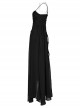Black Gradient Chiffon Sexy Gorgeous Appliqué Embroidery Gothic Style Adjustable Suspender Dress