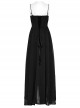 Black Gradient Chiffon Sexy Gorgeous Appliqué Embroidery Gothic Style Adjustable Suspender Dress