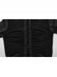 Sexy Black Micro Sheer Mesh Front Lace Drawstring With Embroidered AppliquéS Gothic Style Long Sleeved Dress