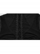 Sexy Black Micro Sheer Mesh Front Lace Drawstring With Embroidered AppliquéS Gothic Style Long Sleeved Dress