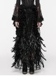 Gorgeous Black Feather Sequined Mesh With Knitted Rose Gothic Hip Hugging Skirt