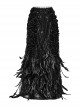 Gorgeous Black Feather Sequined Mesh With Knitted Rose Gothic Hip Hugging Skirt