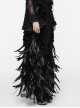 Gorgeous Black Feather Sequined Mesh With Knitted Rose Gothic Hip Hugging Skirt