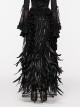 Gorgeous Black Feather Sequined Mesh With Knitted Rose Gothic Hip Hugging Skirt