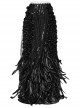 Gorgeous Black Feather Sequined Mesh With Knitted Rose Gothic Hip Hugging Skirt