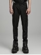 Black Simple Woven Suit Fit Punk Style Men's Cargo Trousers