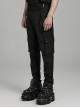 Black Simple Woven Suit Fit Punk Style Men's Cargo Trousers