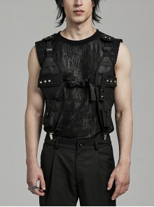 Handsome Adjustable Black Nylon With Clip Buckle Punk Style Men's Harness