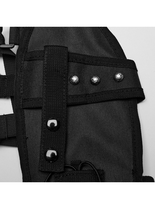 Handsome Adjustable Black Nylon With Clip Buckle Punk Style Men's Harness