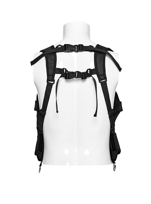 Handsome Adjustable Black Nylon With Clip Buckle Punk Style Men's Harness