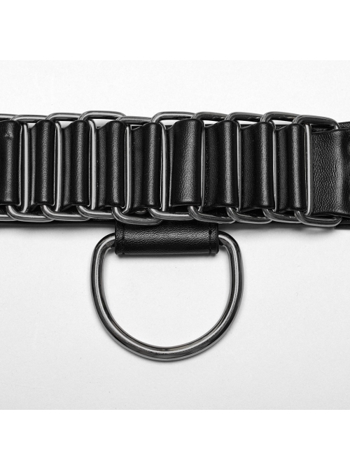 Personalized Black PU Patent Leather With Metal Buckle Link Punk Style Adjustable Harness