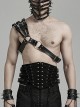 Black One Shoulder Three Row Pu Leather Bag With Metal Ring Link Punk Style Adjustable Harness