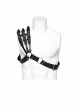 Black One Shoulder Three Row Pu Leather Bag With Metal Ring Link Punk Style Adjustable Harness