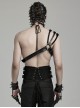 Black One Shoulder Three Row Pu Leather Bag With Metal Ring Link Punk Style Adjustable Harness