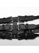 Black One Shoulder Three Row Pu Leather Bag With Metal Ring Link Punk Style Adjustable Harness