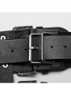 Black One Shoulder Three Row Pu Leather Bag With Metal Ring Link Punk Style Adjustable Harness