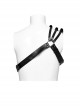 Black One Shoulder Three Row Pu Leather Bag With Metal Ring Link Punk Style Adjustable Harness