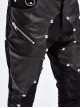 Black Asymmetric Rivet Side Pocket Splice Hand Rubbed Leather Punk Pants