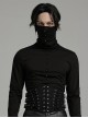 Personalized Black Non Elastic Denim With Mesh Front Center Zipper And String Punk Style Adjustable Men`s Girdle