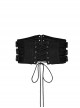 Personalized Black Non Elastic Denim With Mesh Front Center Zipper And String Punk Style Adjustable Men`s Girdle
