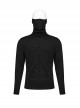 Handsome Black Simple Stretch High Collar Ear Hanging Punk Style Long Sleeve T-Shirt