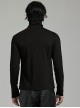 Handsome Black Simple Stretch High Collar Ear Hanging Punk Style Long Sleeve T-Shirt