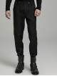Black Simple Fit Non Elastic Woven String Punk Style Men's Trousers