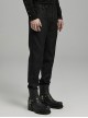 Black Simple Fit Non Elastic Woven String Punk Style Men's Trousers