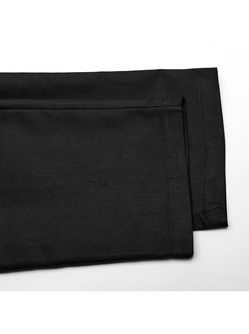 Black Simple Fit Non Elastic Woven String Punk Style Men's Trousers