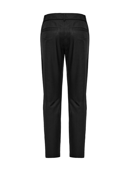Black Simple Fit Non Elastic Woven String Punk Style Men's Trousers