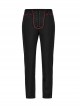 Black And Red Simple Fit Non Elastic Woven String Punk Style Men's Trousers