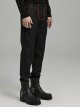 Black And Red Simple Fit Non Elastic Woven String Punk Style Men's Trousers