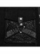 Handsome Black Twill Woven Stitching Crackled Leather Mesh Shoulder Eyelet String Punk Style Sleeveless Three Dimensional Vest