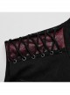 Handsome Black And Red Twill Woven Stitching Crackled Leather Mesh Shoulder Eyelet String Punk Style Sleeveless Three Dimensional Vest
