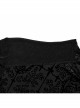 Black Elastic Flocked Mesh Front Chest With Gorgeous Printed Patterns And Simple Solid Color Sleeves Gothic Style Men's Long Sleeved T-Shirt